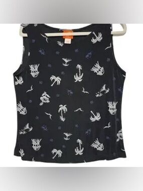 Hearts of Palm Vintage Black and White Patterned Sleeveless Top